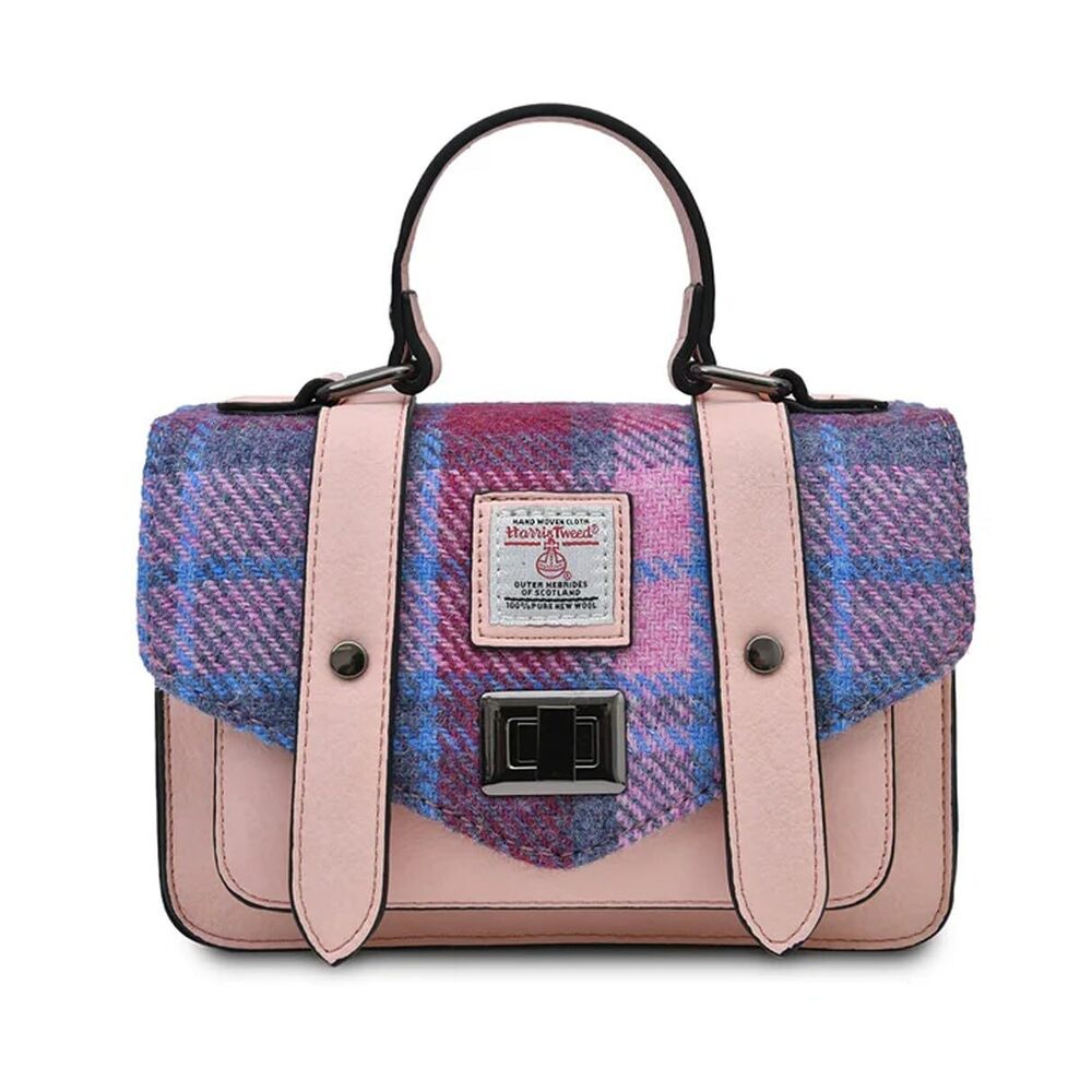 7547 Harris Tweed Mini Satchel, Handbag , Flap and Microfiber Leather Pink